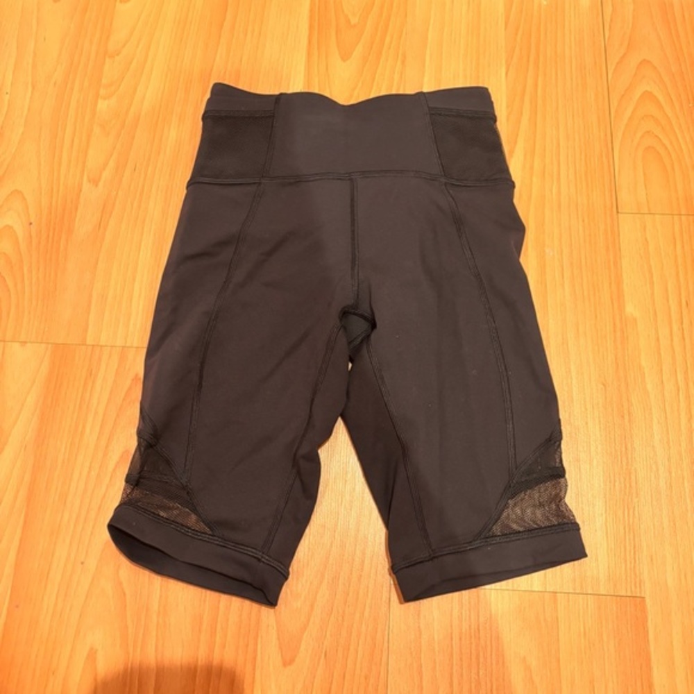 Lululemon Athletica Black Bike Shorts with Mesh Detail